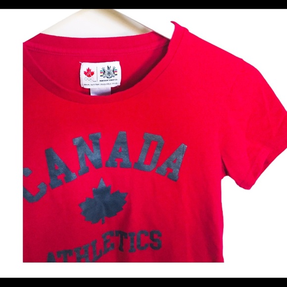 HUDSONS BAY COMPANY Official Canada Olympics Tee With Scoop Neck Red Size Small - Picture 5 of 8
